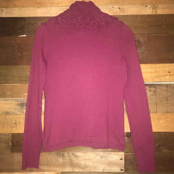 Anthro Angel of the North Cashmere Wool Blend Fringe Cowelneck Sweater - Picture 4 of 7